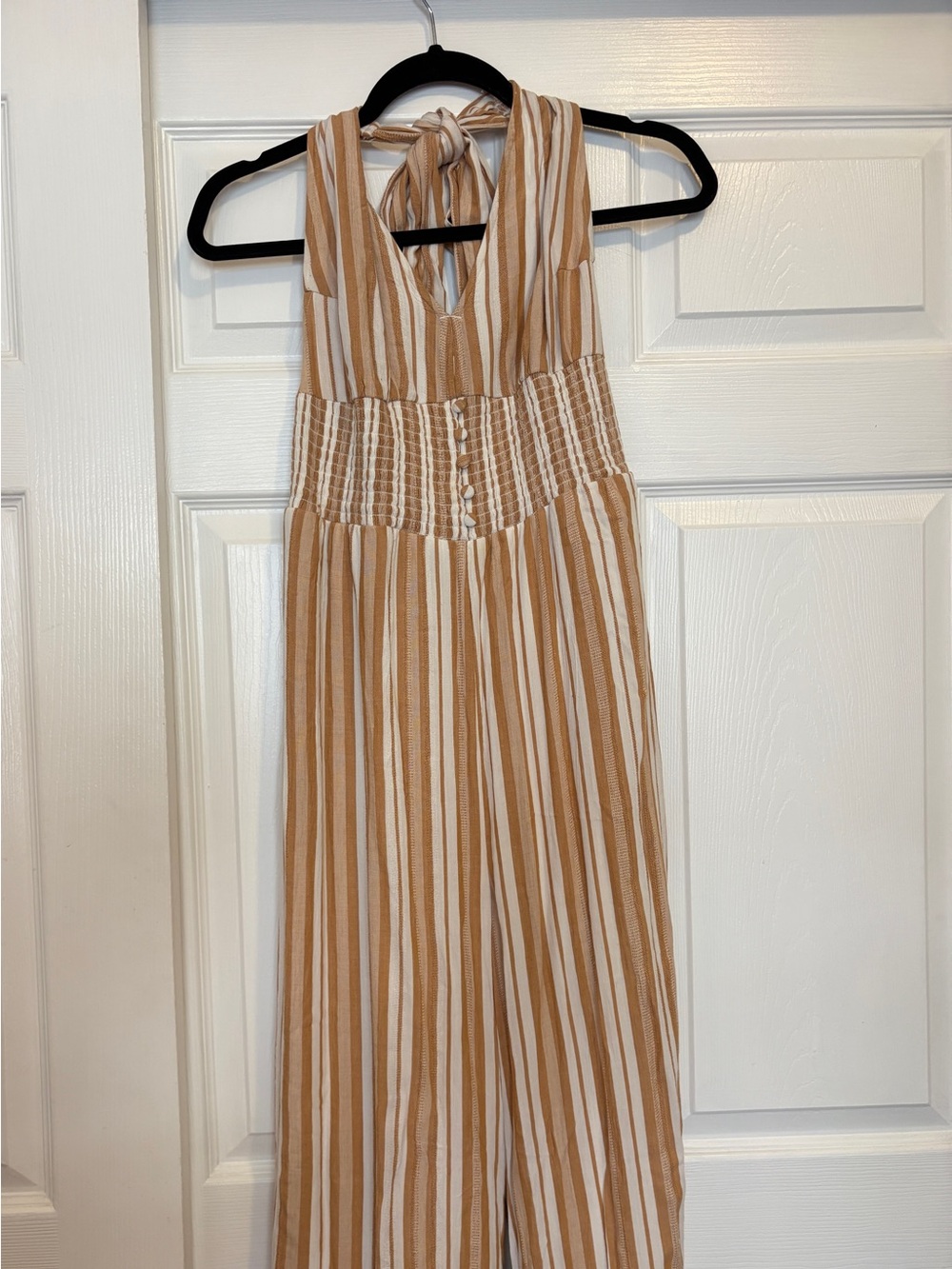 American Eagle Orange Halter Wide-leg Jumpsuit